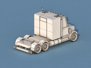 cartoon semi truck 3D Model