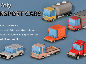 cartoon transport cars 3D Model