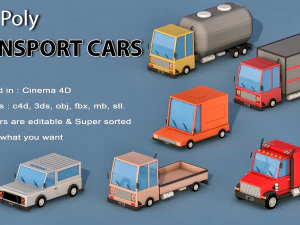 samochody transportowe z kreskówek Model 3D