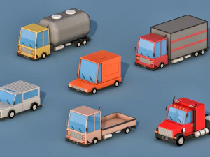 cartoon transport cars 3D Model
