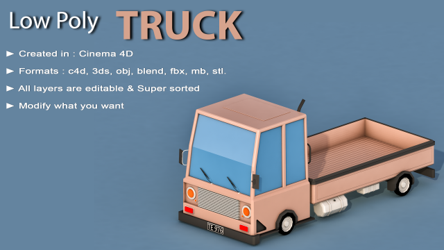 cartoon truck 3D Modell .c4d .max .obj .3ds .fbx .stl .blend 