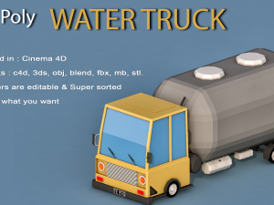 cartoon water truck 3D Model