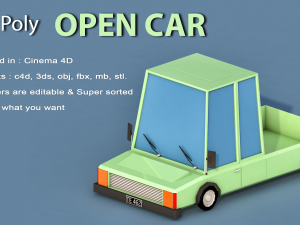 cartoon open car 3D-Modell