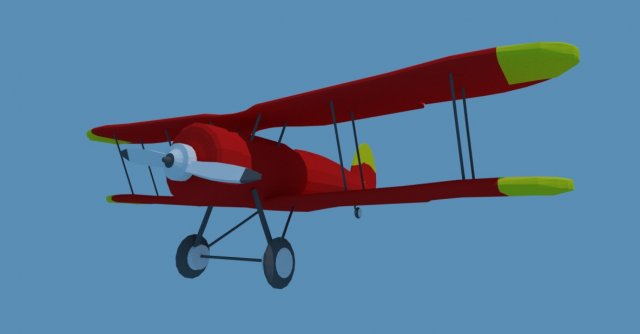 low poly biplane or plane Modelo 3D .c4d .max .obj .3ds .fbx .stl .blend 