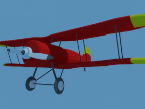 biplano o avi&oacute;n de baja poli Modelo 3D