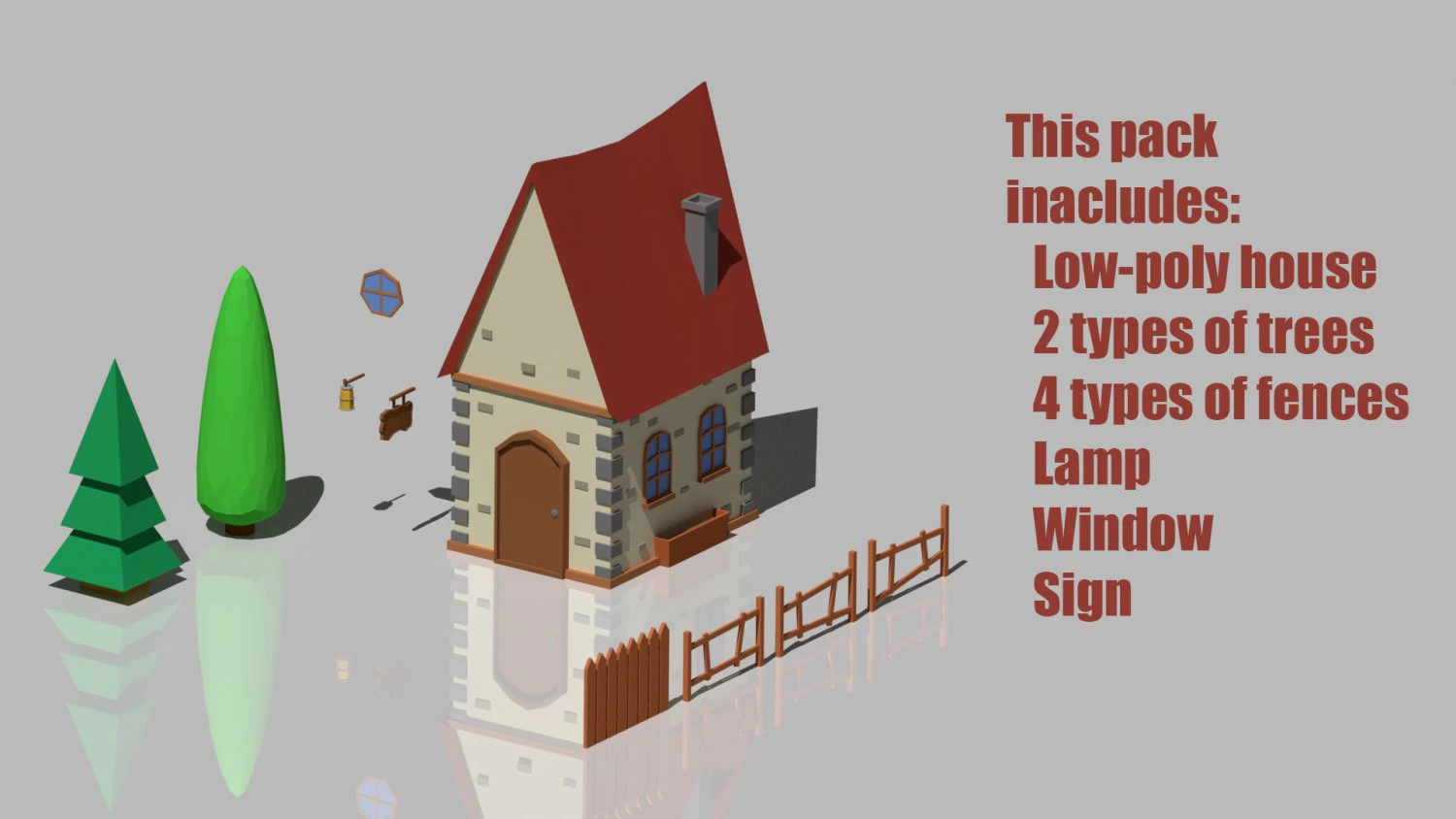 low poly house 3D Model .c4d .max .obj .3ds .fbx .stl .blend 