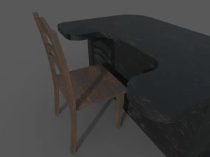 table with chair low poly 3D Model