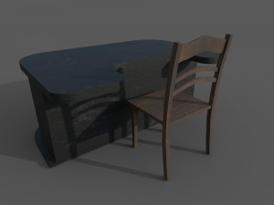 table with chair low poly 3D-Modell