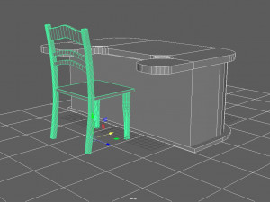 table with chair low poly 3D-Modell