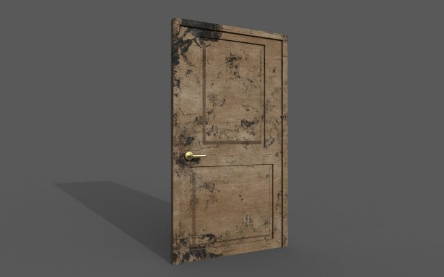 door wood low poly Model 3D .c4d .max .obj .3ds .fbx .stl .blend 