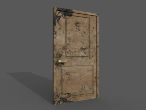 T&uuml;r Holz Low Poly 3D Modell