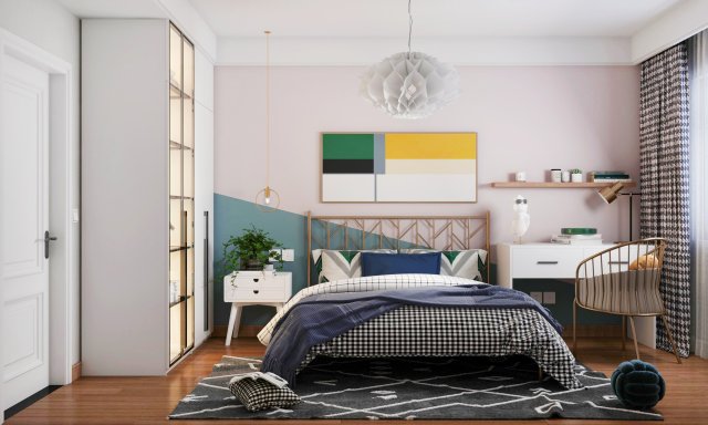modern bedroom 3D 模型 .c4d .max .obj .3ds .fbx .stl .blend