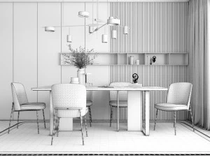 modern table and chair 3D Model