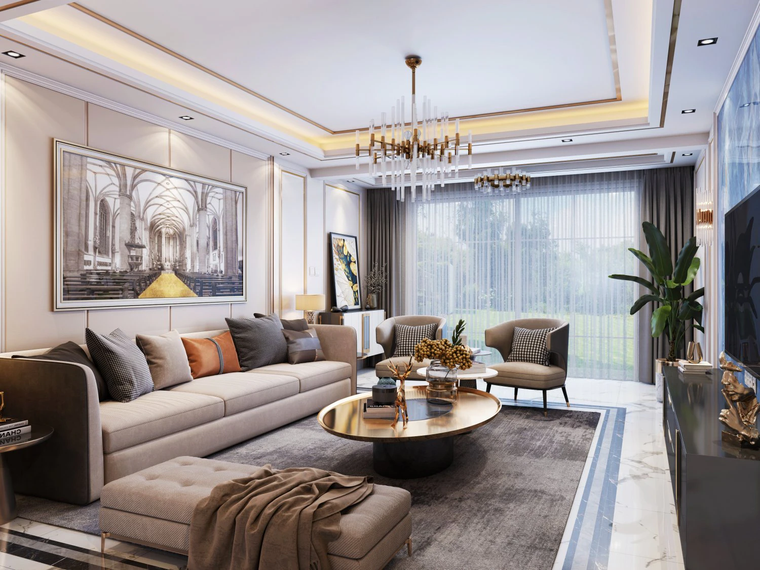 modern living room 3D Model .c4d .max .obj .3ds .fbx .stl .blend 
