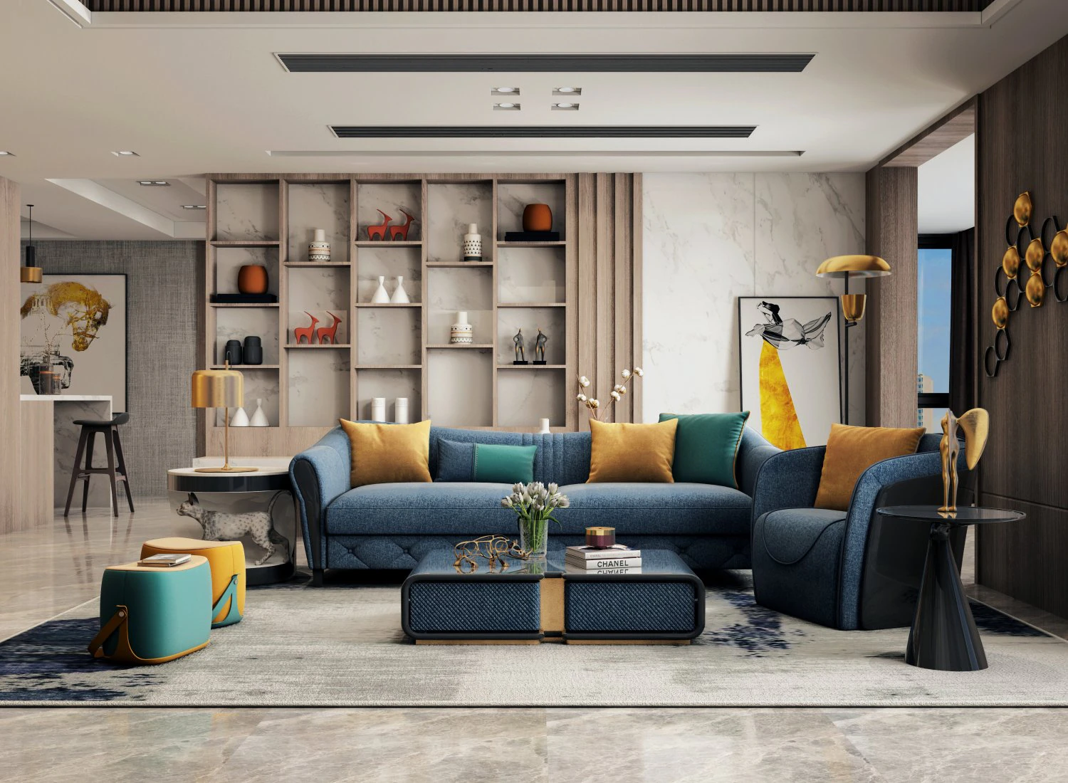 modern living room 3D Model .c4d .max .obj .3ds .fbx .stl .blend 