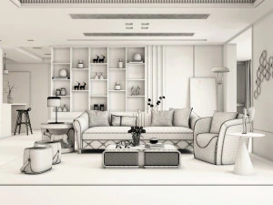 modern living room 3D Model