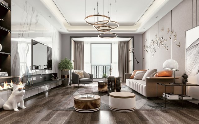 modern living room 3D मॉडल .c4d .max .obj .3ds .fbx .stl .blend 