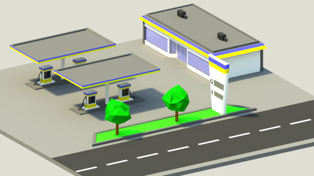 gas station low poly Modelo 3D .c4d .max .obj .3ds .fbx .stl .blend 