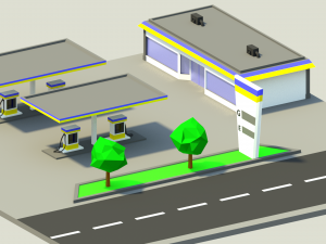 gas station low poly 3D Model