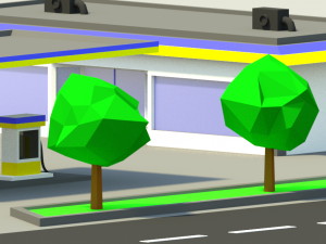 gas station low poly Modelo 3D