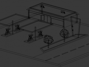 gas station low poly Modelo 3D