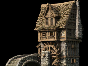 moinho de &aacute;gua Modelo 3D