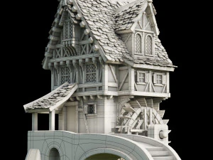 moinho de &aacute;gua Modelo 3D