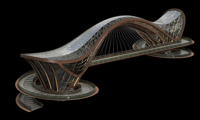 elevated pedestrian crossing Model 3D .c4d .max .obj .3ds .fbx .stl .blend 
