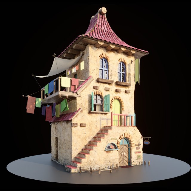multifunctional medieval center 3D Modell .c4d .max .obj .3ds .fbx .stl .blend 