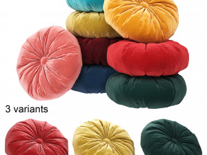 set of round decorative pillows 3D 모델