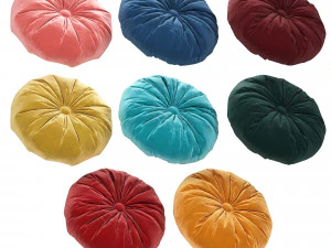 set of round decorative pillows 3D Model