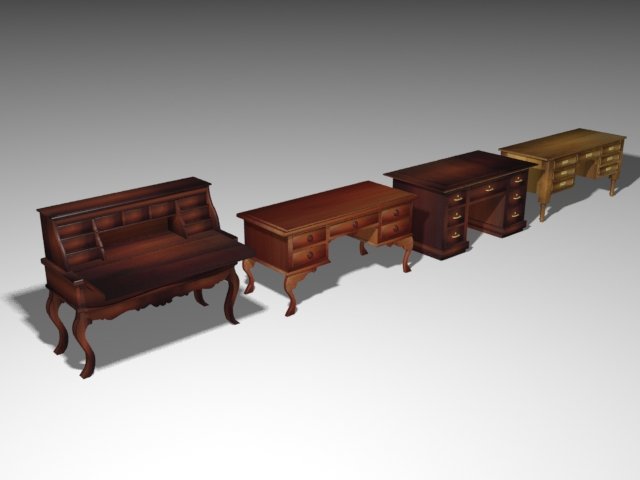 old desks xix century 3D Модель .c4d .max .obj .3ds .fbx .stl .blend 