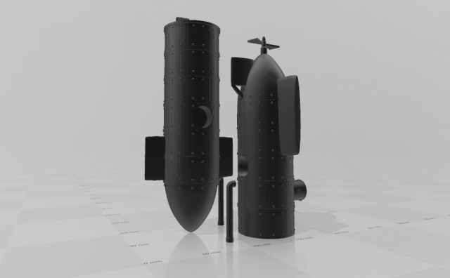 submarine toro peru 1880 - printable model separated 3D Print Model .c4d .max .obj .3ds .fbx .stl .blend 