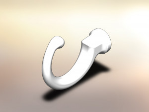 single-horn hook chrome matt 3D Модель