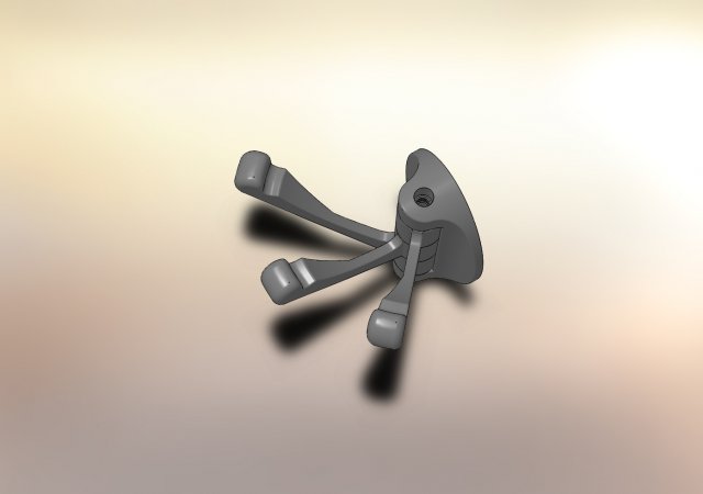three-horn hook chrome matt 3D Model .c4d .max .obj .3ds .fbx .stl .blend 