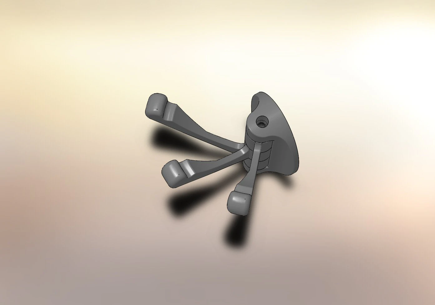 three-horn hook chrome matt 3D Model .c4d .max .obj .3ds .fbx .stl .blend