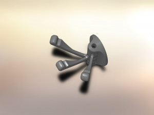 three-horn hook chrome matt 3D Модель