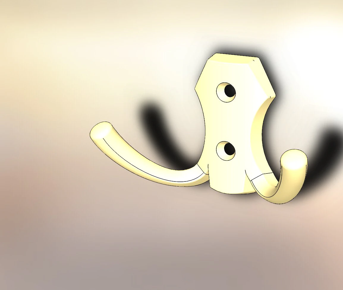 two-horn gold hook 3D Model .c4d .max .obj .3ds .fbx .stl .blend