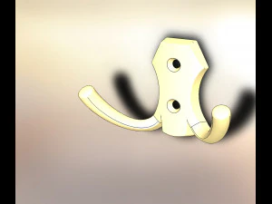 золотой крючок с двумя рогами 3D Модель