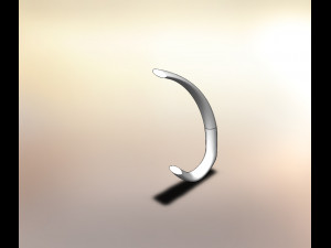single-horn hook chrome matt 3D Model