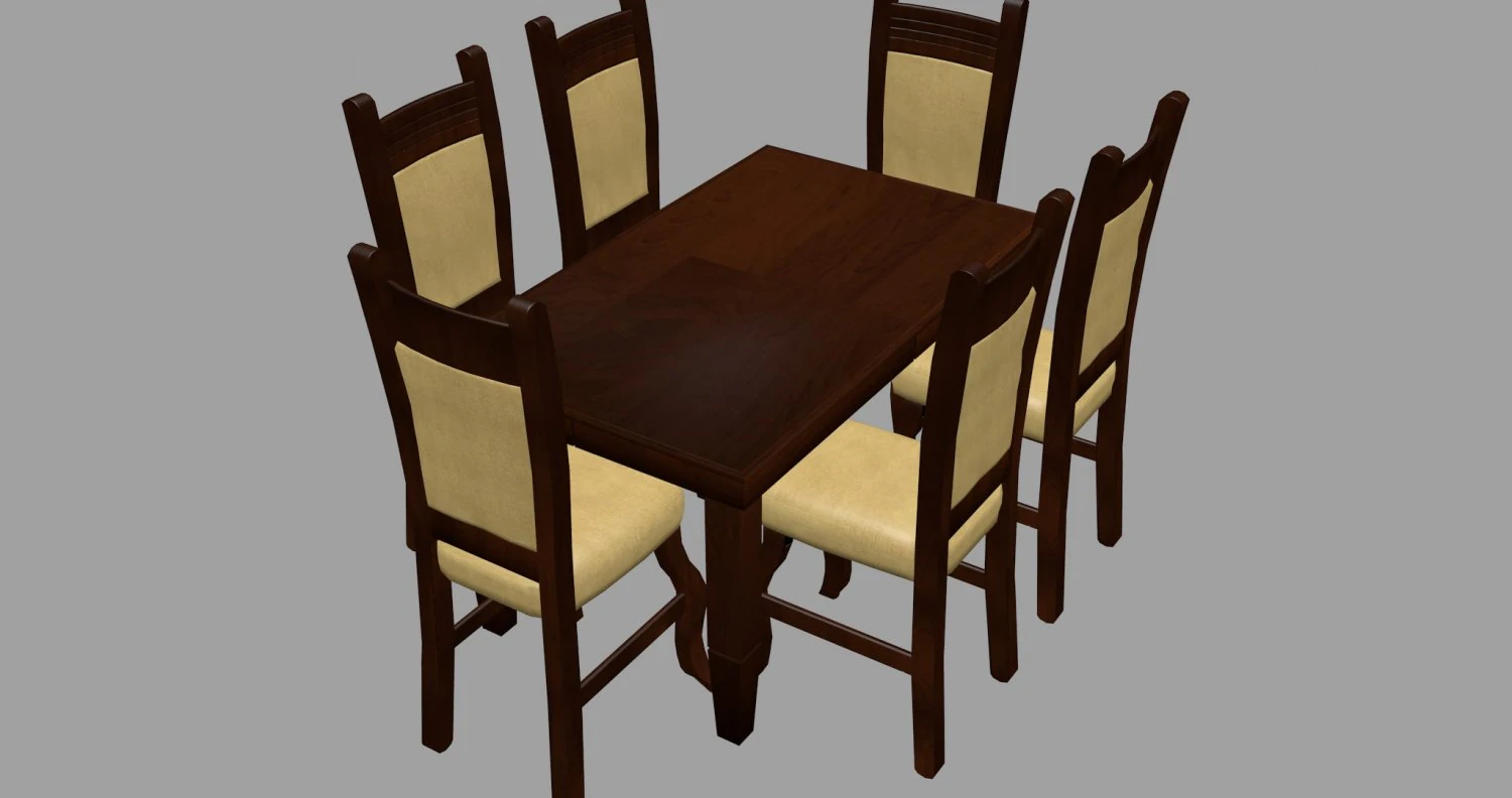 стіл зі стільцями 3D Модель .c4d .max .obj .3ds .fbx .stl .blend 