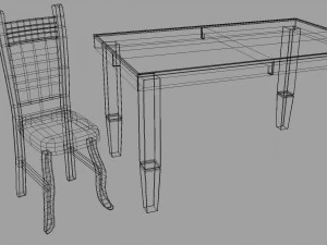 стіл зі стільцями 3D Модель