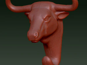 雄牛の頭の壁のフック 3Dプリントモデル