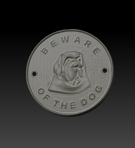 beware of the dog plaque 3D Baskı Modeli .c4d .max .obj .3ds .fbx .stl .blend 
