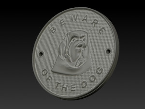 beware of the dog plaque 3D Baskı Modeli