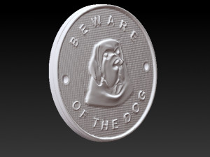 beware of the dog plaque 3D Baskı Modeli