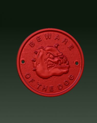 beware of the dog plaque v2 3D-Druckmodell .c4d .max .obj .3ds .fbx .stl .blend 