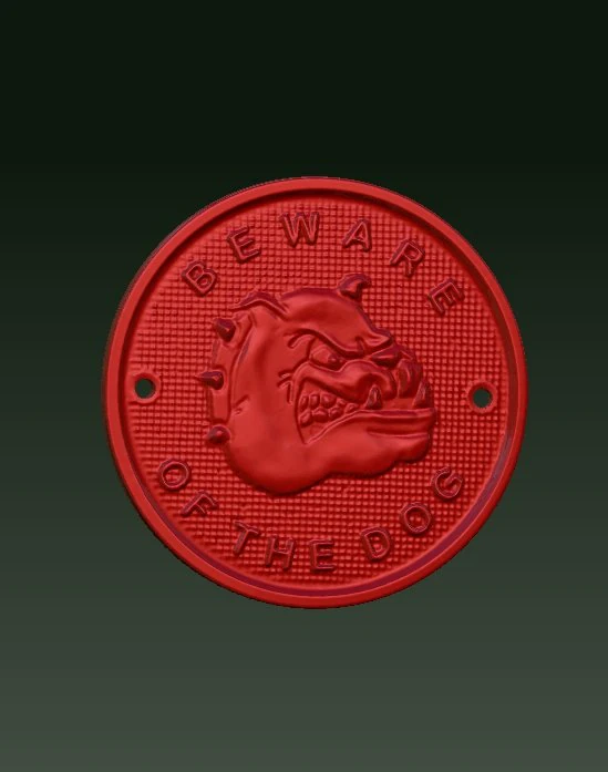 beware of the dog plaque v2 3D Print Model .c4d .max .obj .3ds .fbx .stl .blend 