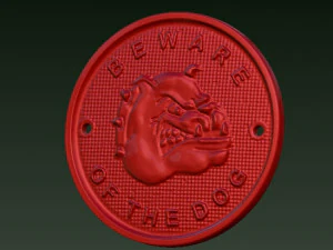 beware of the dog plaque v2 3D Print Model