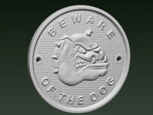 beware of the dog plaque v2 3D Print Model